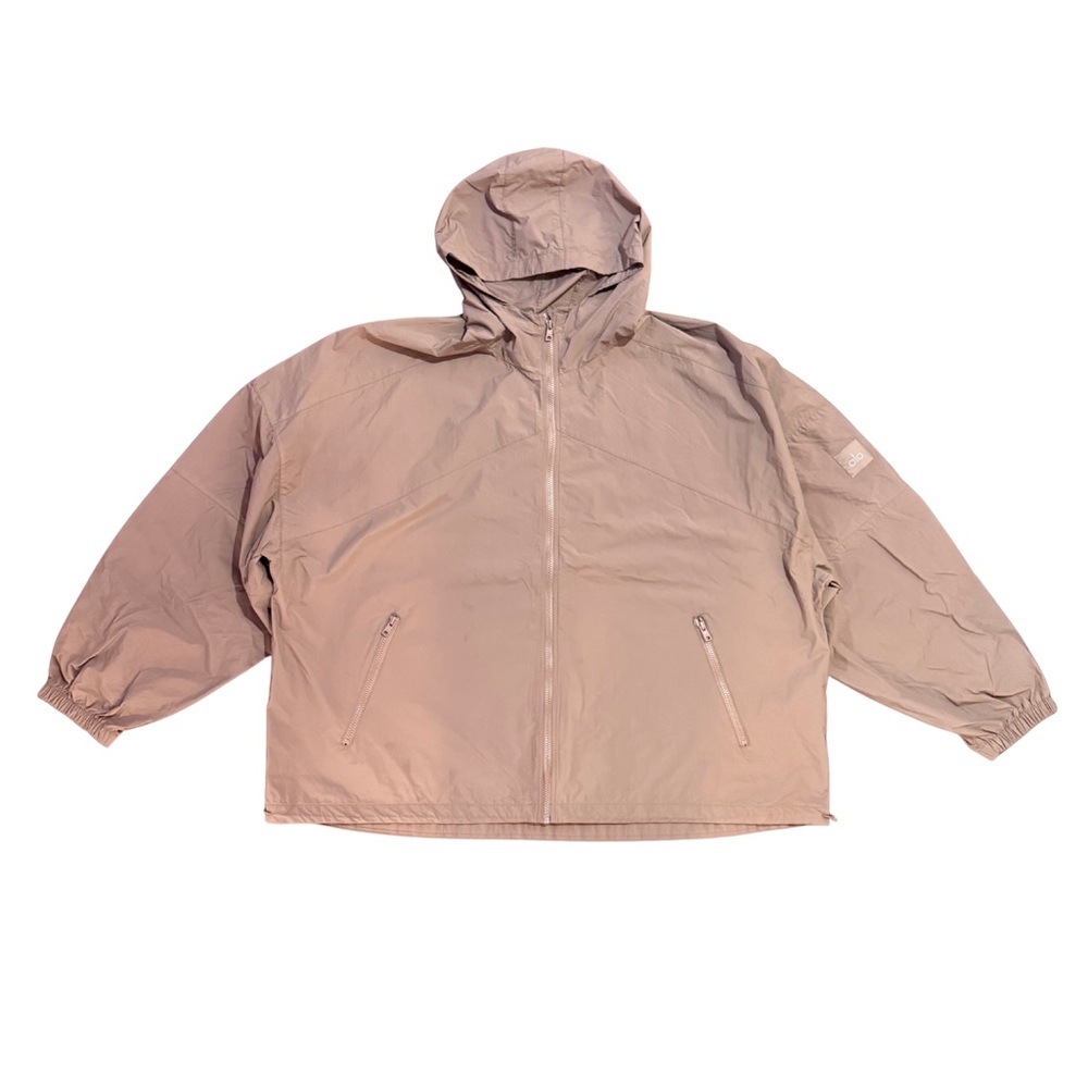 ALO Yoga Beige Hooded Windbreaker Jacket